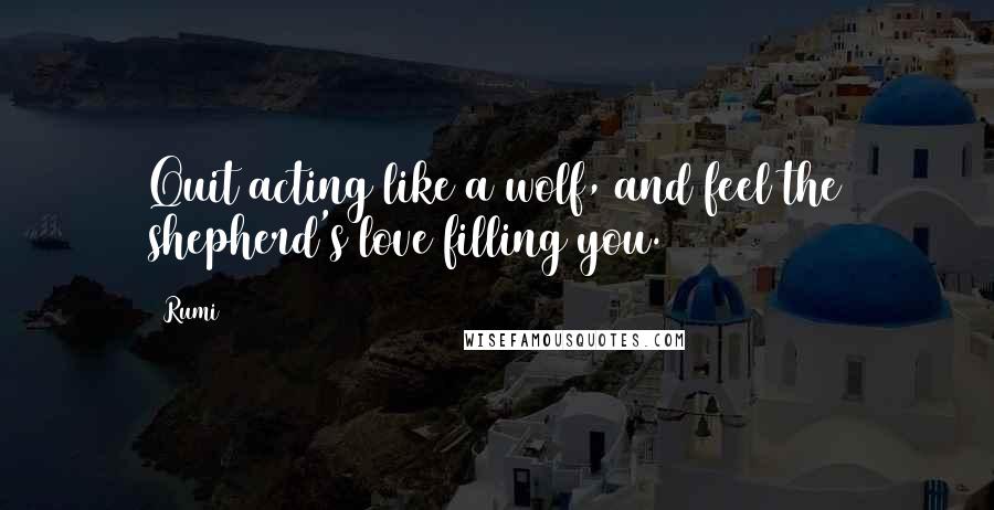 Rumi Quotes: Quit acting like a wolf, and feel the shepherd's love filling you.
