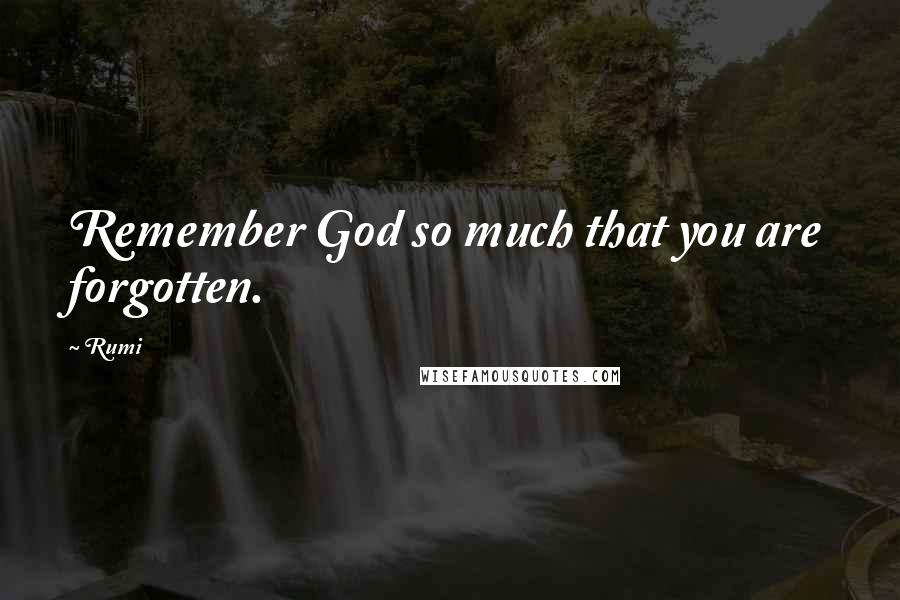 Rumi Quotes: Remember God so much that you are forgotten.