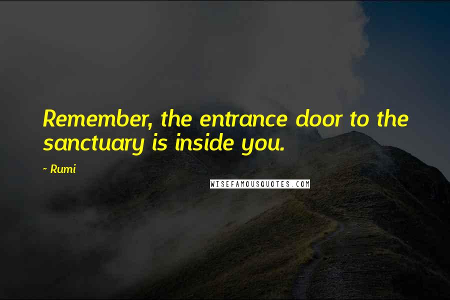 Rumi Quotes: Remember, the entrance door to the sanctuary is inside you.