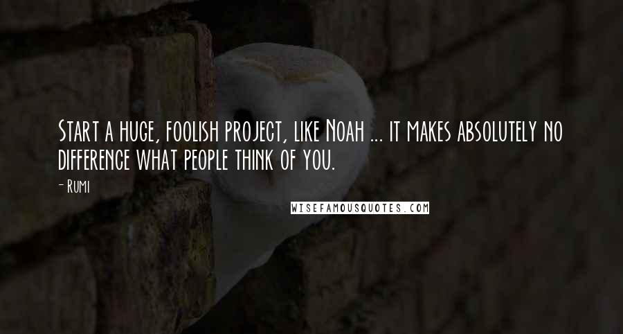 Rumi Quotes: Start a huge, foolish project, like Noah ... it makes absolutely no difference what people think of you.