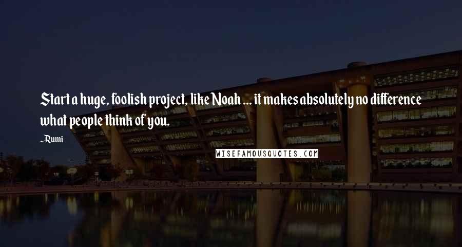 Rumi Quotes: Start a huge, foolish project, like Noah ... it makes absolutely no difference what people think of you.