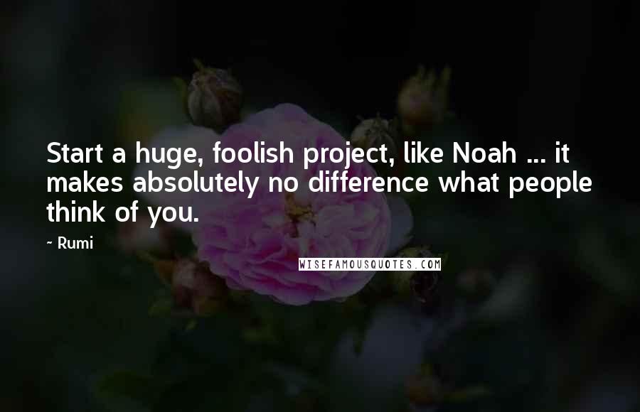 Rumi Quotes: Start a huge, foolish project, like Noah ... it makes absolutely no difference what people think of you.