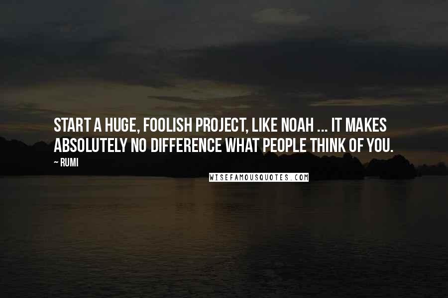 Rumi Quotes: Start a huge, foolish project, like Noah ... it makes absolutely no difference what people think of you.