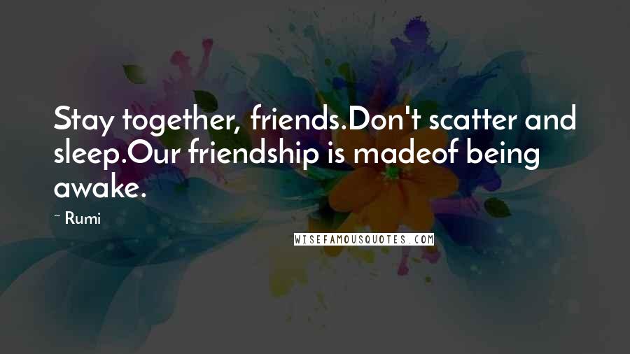 Rumi Quotes: Stay together, friends.Don't scatter and sleep.Our friendship is madeof being awake.