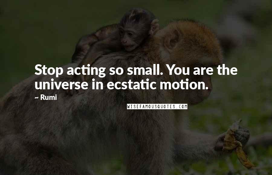 Rumi Quotes: Stop acting so small. You are the universe in ecstatic motion.