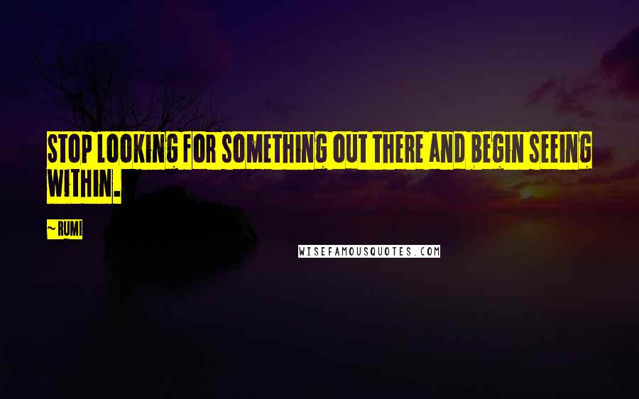 Rumi Quotes: Stop looking for something out there and begin seeing within.