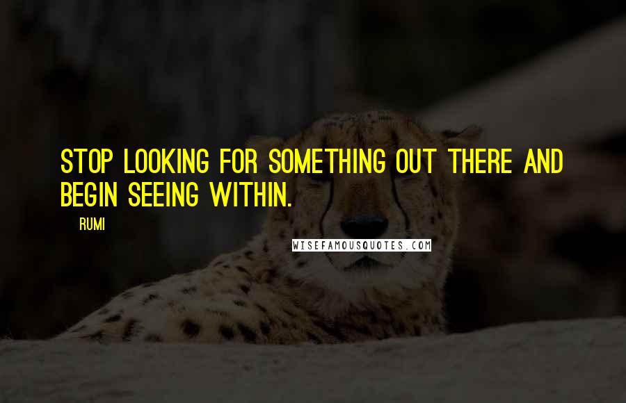 Rumi Quotes: Stop looking for something out there and begin seeing within.