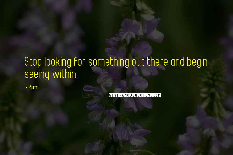 Rumi Quotes: Stop looking for something out there and begin seeing within.
