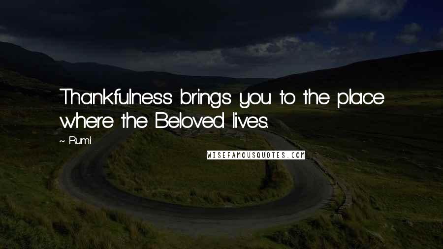 Rumi Quotes: Thankfulness brings you to the place where the Beloved lives.