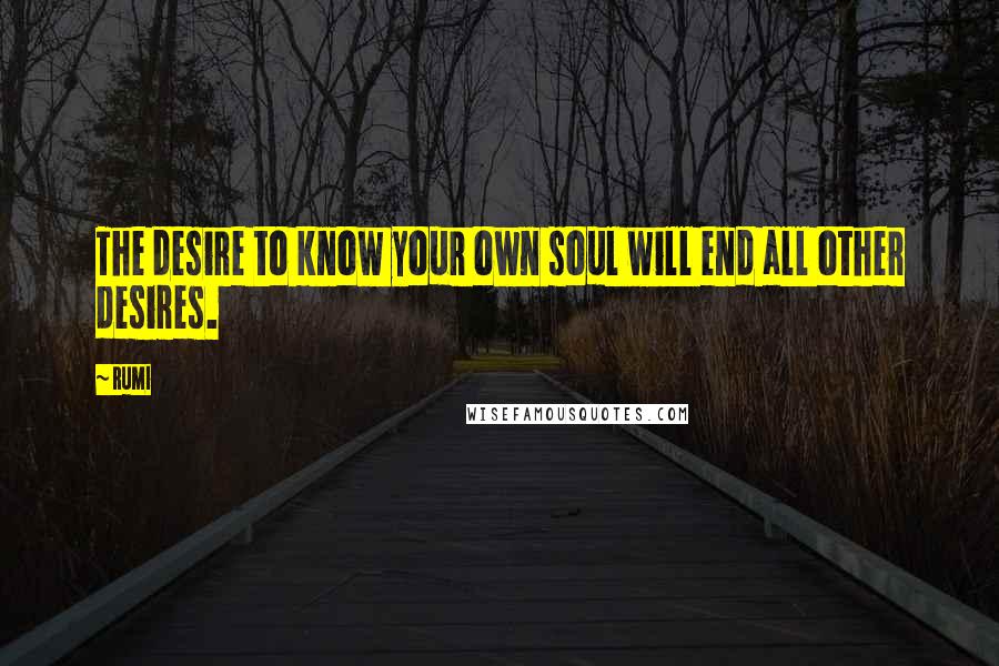 Rumi Quotes: The desire to know your own soul will end all other desires.