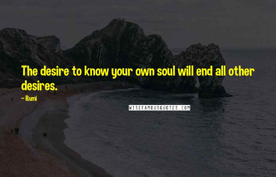 Rumi Quotes: The desire to know your own soul will end all other desires.