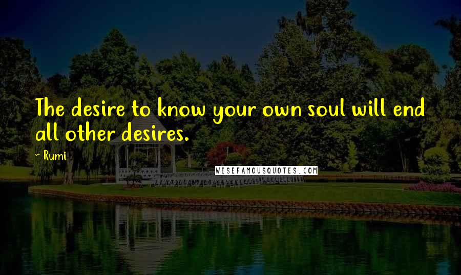 Rumi Quotes: The desire to know your own soul will end all other desires.
