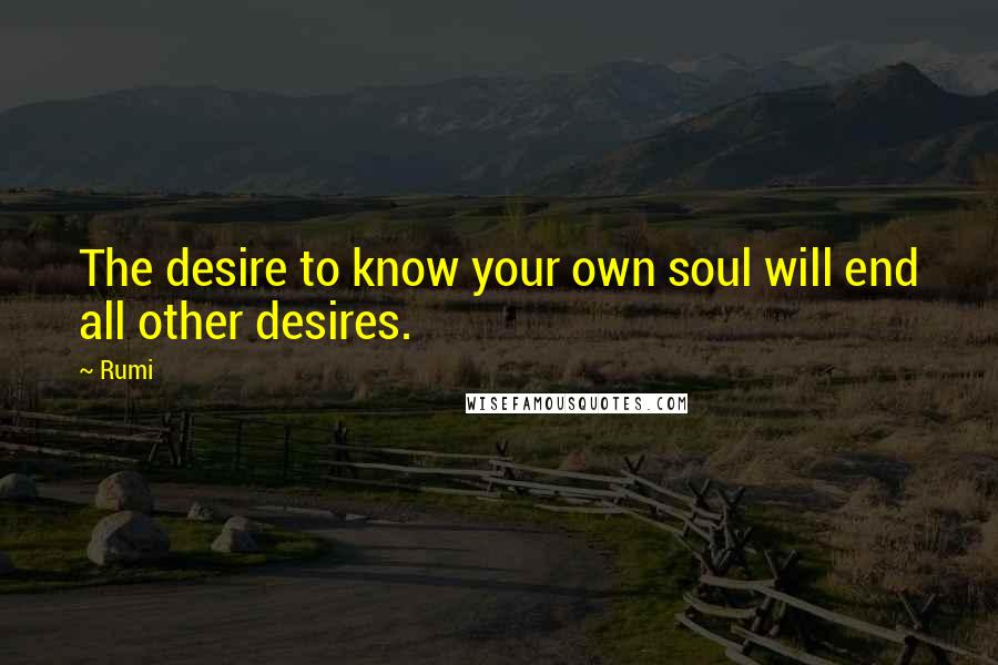 Rumi Quotes: The desire to know your own soul will end all other desires.
