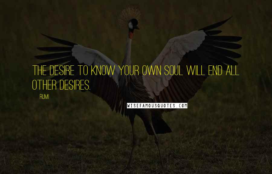 Rumi Quotes: The desire to know your own soul will end all other desires.