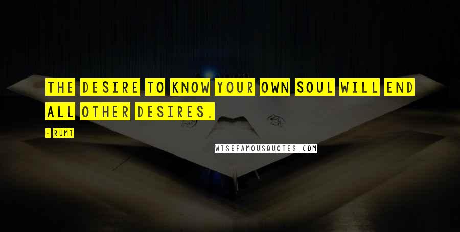 Rumi Quotes: The desire to know your own soul will end all other desires.