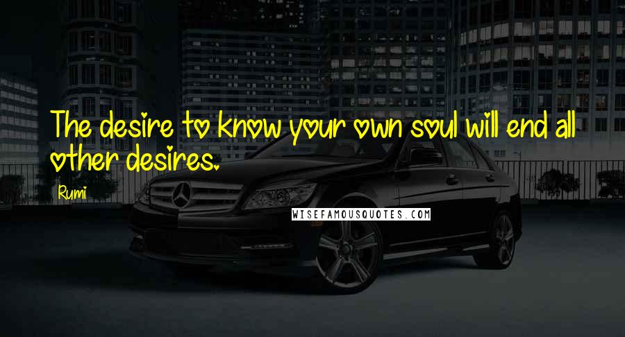 Rumi Quotes: The desire to know your own soul will end all other desires.
