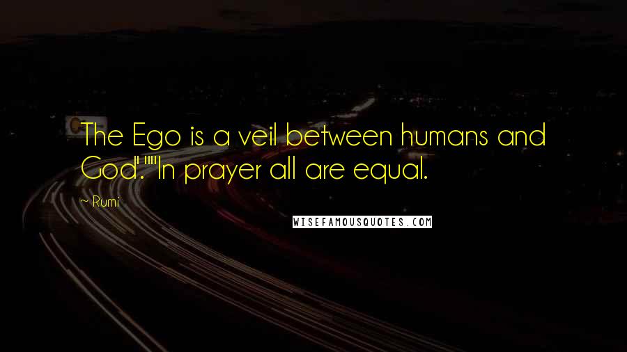 Rumi Quotes: The Ego is a veil between humans and God'.""In prayer all are equal.