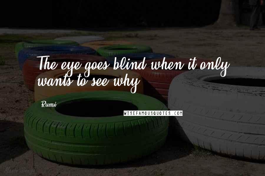 Rumi Quotes: The eye goes blind when it only wants to see why.