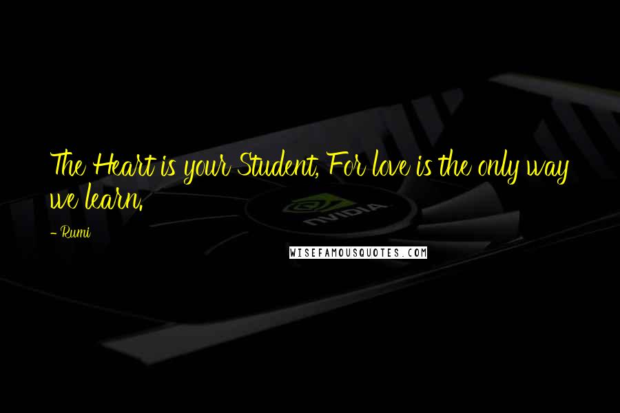 Rumi Quotes: The Heart is your Student, For love is the only way we learn.