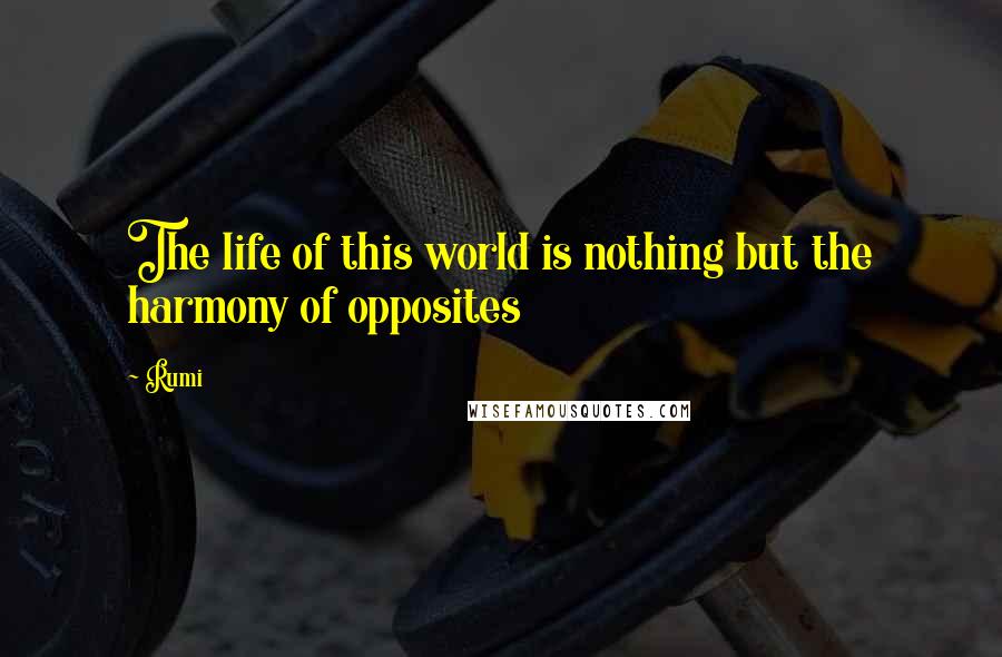 Rumi Quotes: The life of this world is nothing but the harmony of opposites