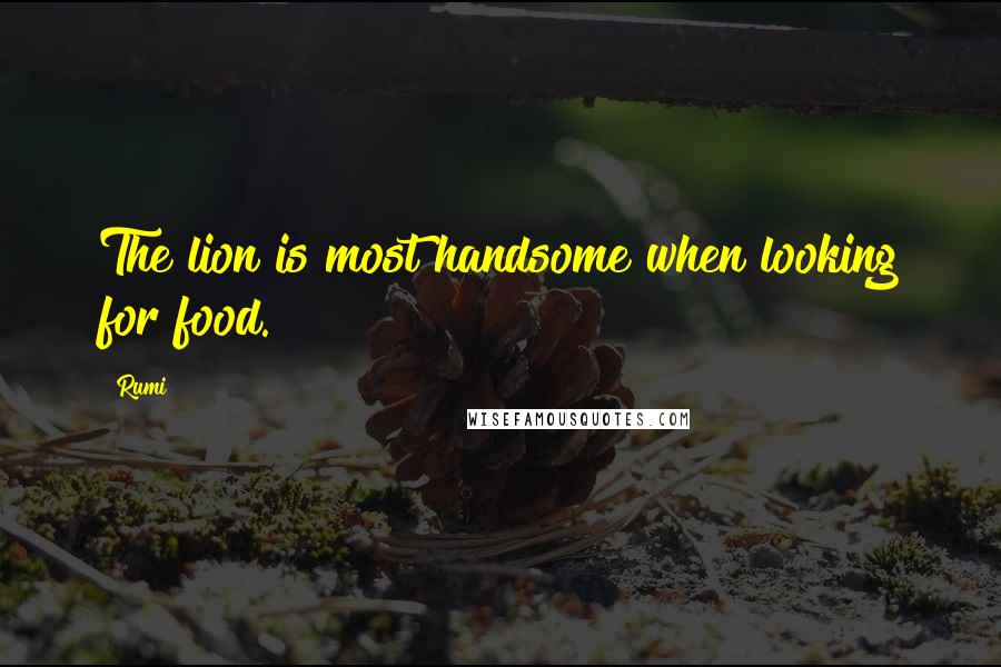 Rumi Quotes: The lion is most handsome when looking for food.