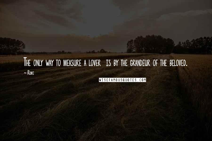 Rumi Quotes: The only way to measure a lover  is by the grandeur of the beloved.