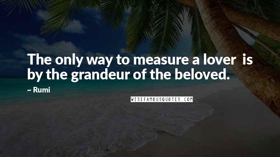 Rumi Quotes: The only way to measure a lover  is by the grandeur of the beloved.