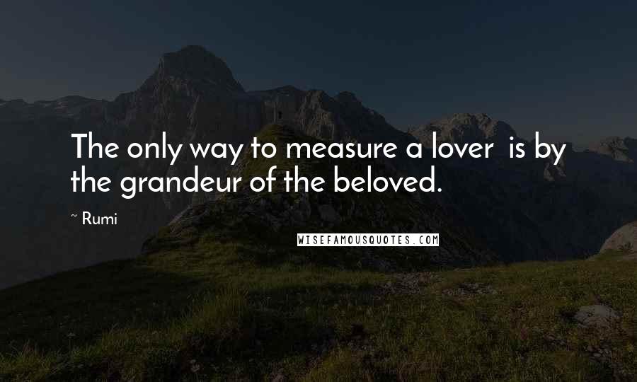 Rumi Quotes: The only way to measure a lover  is by the grandeur of the beloved.