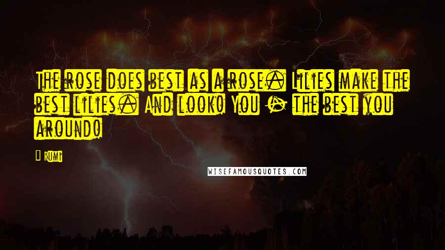 Rumi Quotes: The rose does best as a rose. Lilies make the best lilies. And look! You - the best you around!
