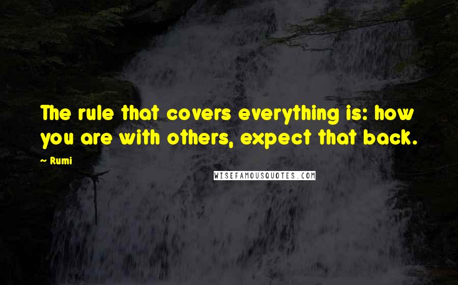 Rumi Quotes: The rule that covers everything is: how you are with others, expect that back.