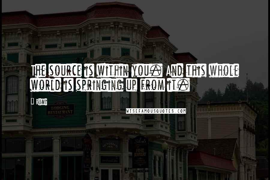 Rumi Quotes: The source is within you. And this whole world is springing up from it.