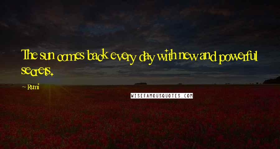 Rumi Quotes: The sun comes back every day with new and powerful secrets.