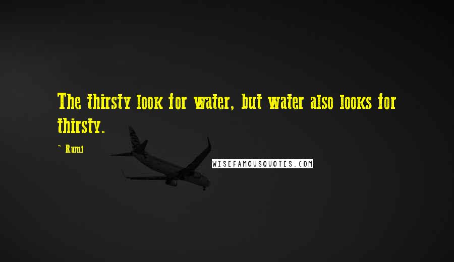 Rumi Quotes: The thirsty look for water, but water also looks for thirsty.