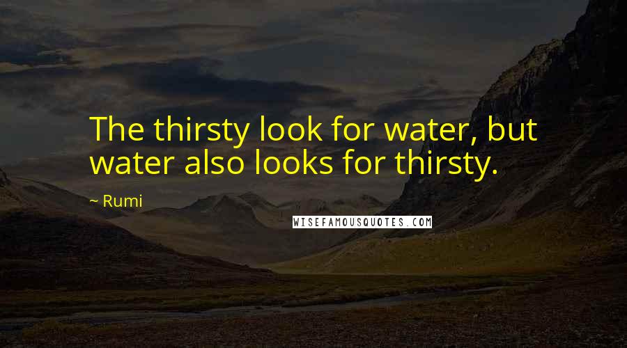 Rumi Quotes: The thirsty look for water, but water also looks for thirsty.