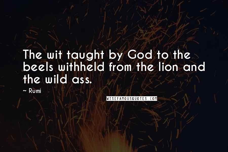 Rumi Quotes: The wit taught by God to the beeIs withheld from the lion and the wild ass.