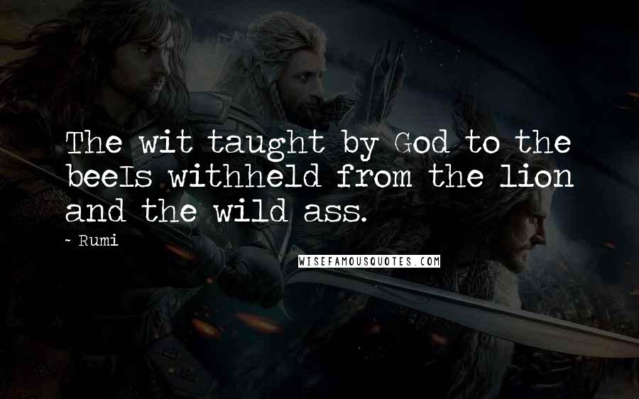 Rumi Quotes: The wit taught by God to the beeIs withheld from the lion and the wild ass.