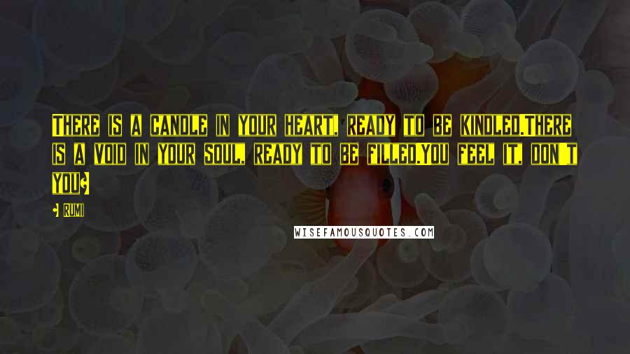 Rumi Quotes: There is a candle in your heart, ready to be kindled.There is a void in your soul, ready to be filled.You feel it, don't you?