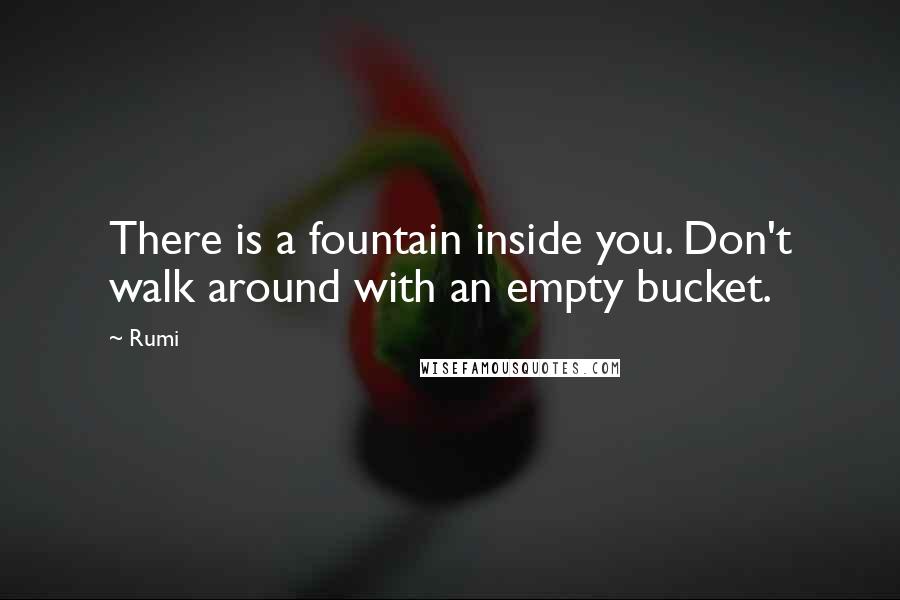 Rumi Quotes: There is a fountain inside you. Don't walk around with an empty bucket.