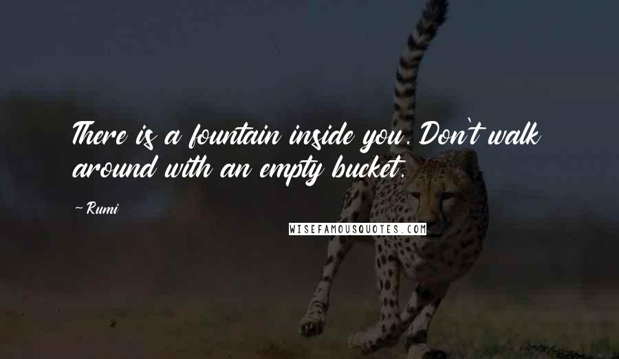 Rumi Quotes: There is a fountain inside you. Don't walk around with an empty bucket.