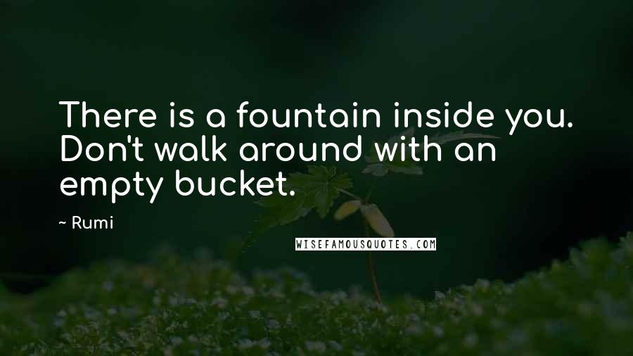 Rumi Quotes: There is a fountain inside you. Don't walk around with an empty bucket.