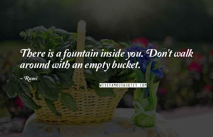 Rumi Quotes: There is a fountain inside you. Don't walk around with an empty bucket.