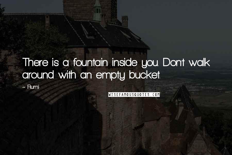 Rumi Quotes: There is a fountain inside you. Don't walk around with an empty bucket.