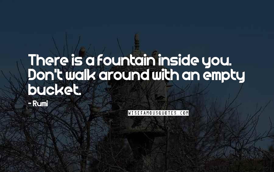 Rumi Quotes: There is a fountain inside you. Don't walk around with an empty bucket.