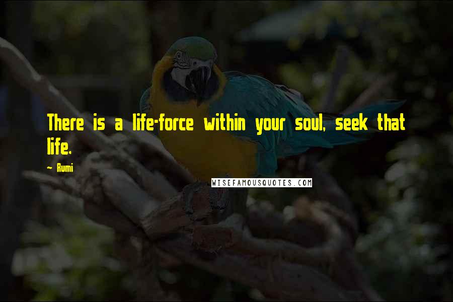 Rumi Quotes: There is a life-force within your soul, seek that life.