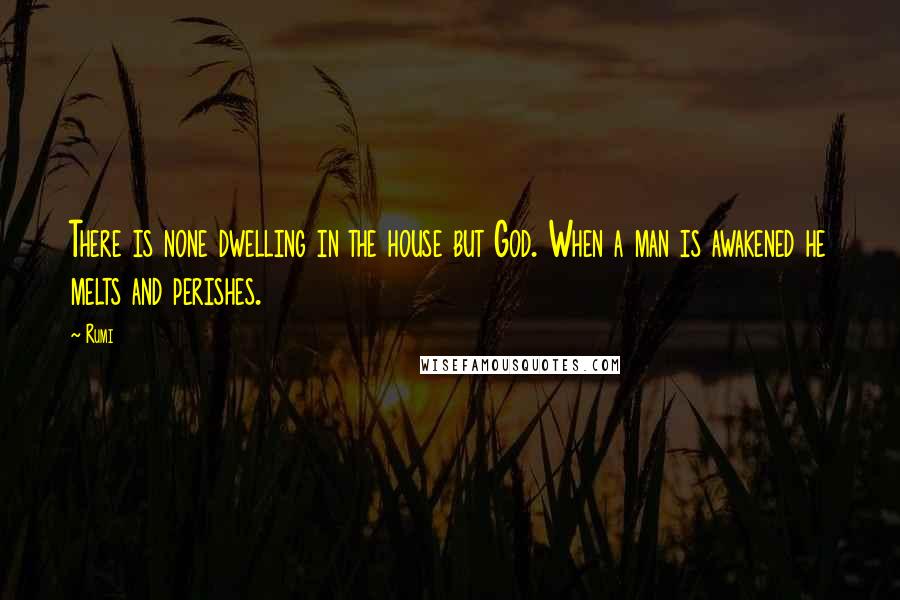 Rumi Quotes: There is none dwelling in the house but God. When a man is awakened he melts and perishes.