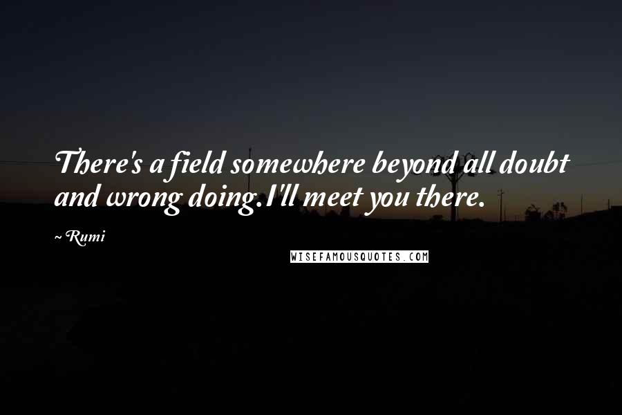 Rumi Quotes: There's a field somewhere beyond all doubt and wrong doing.I'll meet you there.