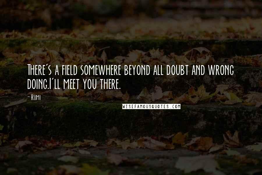 Rumi Quotes: There's a field somewhere beyond all doubt and wrong doing.I'll meet you there.