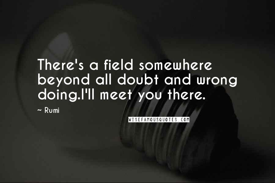 Rumi Quotes: There's a field somewhere beyond all doubt and wrong doing.I'll meet you there.