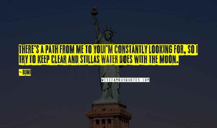 Rumi Quotes: There's a path from me to youI'm constantly looking for, so I try to keep clear and stillas water does with the moon.