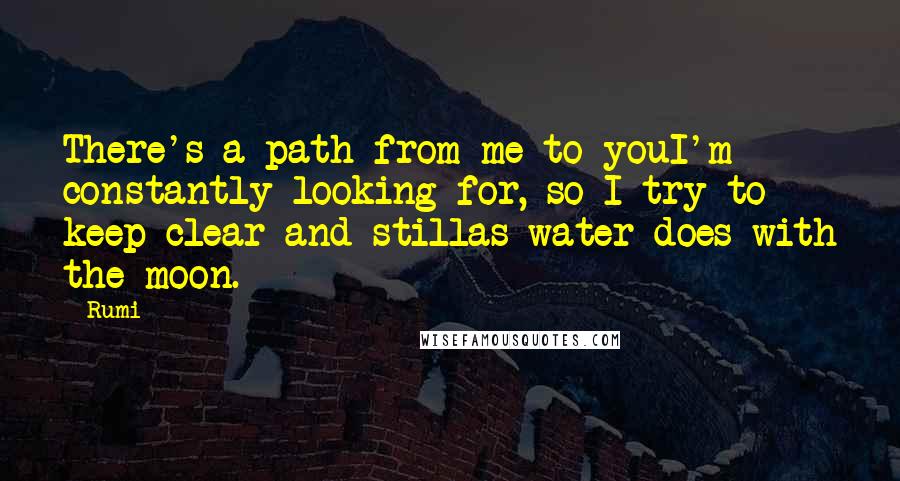 Rumi Quotes: There's a path from me to youI'm constantly looking for, so I try to keep clear and stillas water does with the moon.